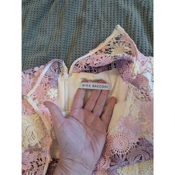 Gina Bacconi Women's Size 6 White Pink Purple Mother of the Bride Dress Overlay - Picture 5 of 10